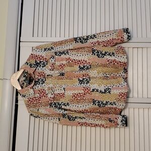 Tommy Hilfiger 100% Cotton Floral Shirt Roll Tab Sleeves, Size Large